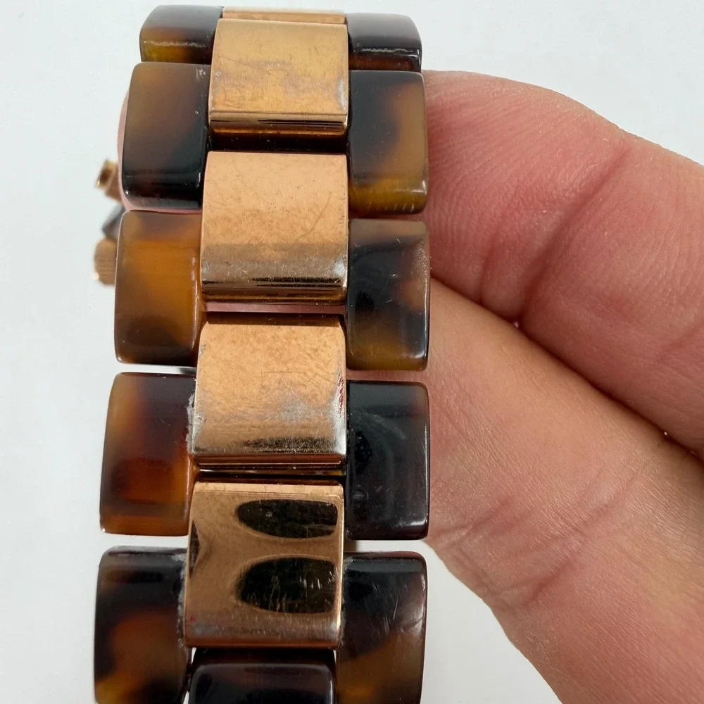 Michael Kors MK5416 Rose Gold Tortoise Shell Crystal Bezel Chronograph Watch